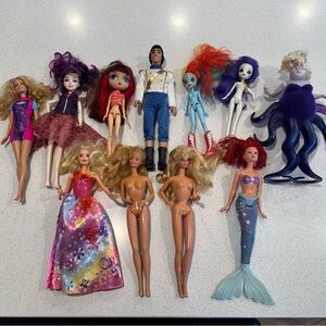 Random 11 Barbie doll lot - some other brands - as is condition
